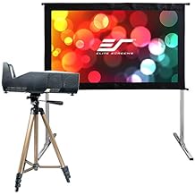 Elite Projector MosicGO Ultra Short Throw Projector IPX2 with Li-Ion Battery Dual Speaker Native 1080P UST ALR DLP LED Bundle with Elite Projection Screen OMS58H2, Tripod Stand Indoor/Outdoor - MGFU-S