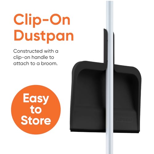 Image of Superio Clip-On Dustpan with Rubber Lip - 10-inch Wide Durable Plastic Dust Pan with Comfort Grip Handle, Black, 3-Pack