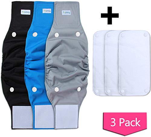 Teamoy Belly Bands for Male Dogs with Removable Pads, Reusable Washable Puppy Dog
