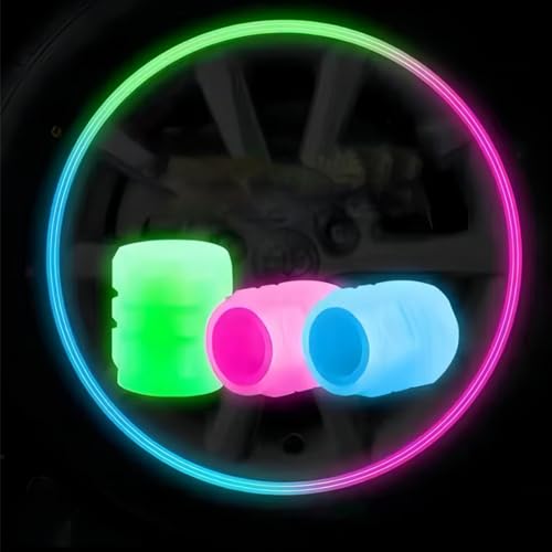 Tapas Luminiscentes para Válvula de Neumático, Tapas de Boquilla de Aire de Goma Premium que Brillan para Visibilidad Nocturna y Seguridad, con Protección contra Polvo y Agua, para Auto y Motocicleta (Azul) miniatura 6