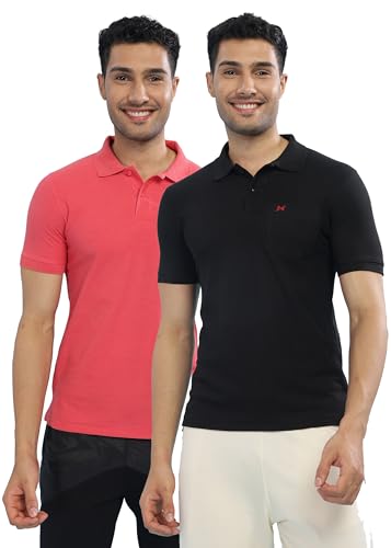 Image of Force NXT Polo Neck T-Shirt for Men Pack of 2 | Regular Fit T-Shirt for Men | Premium Super Combed Rich Cotton Polo Shirt | Men's Ultra Soft Half Sleeve T-Shirt