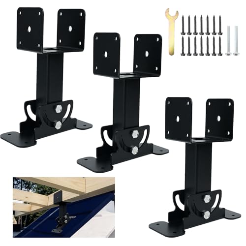 3pcs Skylift Roof Riser Brackets Kit, Heavy Duty Adjustable Patio Roof Brackets Kit Easy to Install, Pergola Roof Brackets for for 4x4/4x6 Lumber