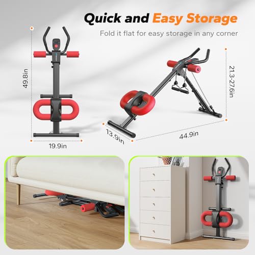 Image of MERACH Ab Machine, Ab Workout Equipment, Adjustable Ab Trainer Machine | Foldable Abdominal Trainer for Stomach Workout with LCD Monitor at Home Gym Knee Protection& 440 LBS Capacity