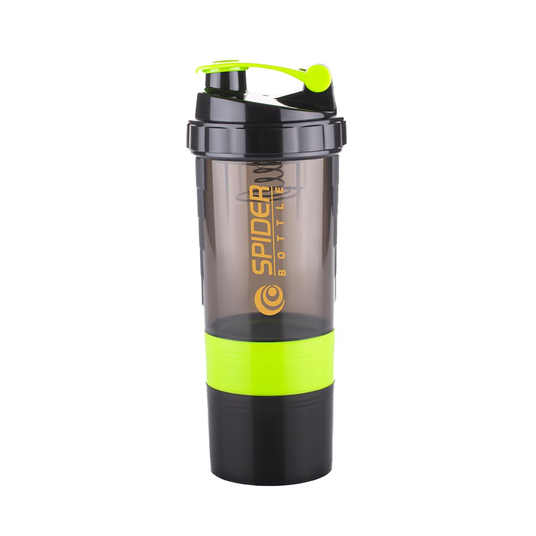 ATTRO Spider Shaker Bottle with Storage – 600ml Protein Mixer Bottle with Compartment for Supplements, BPA-Free, Leakproof Gym Shaker Cup, Ideal for Workout, Gym, Travel – Green-image-42