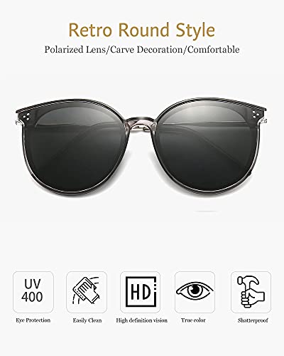 ANRRI Oversized Retro Round Polarized Sunglasses Unisex UV400 Blocking2