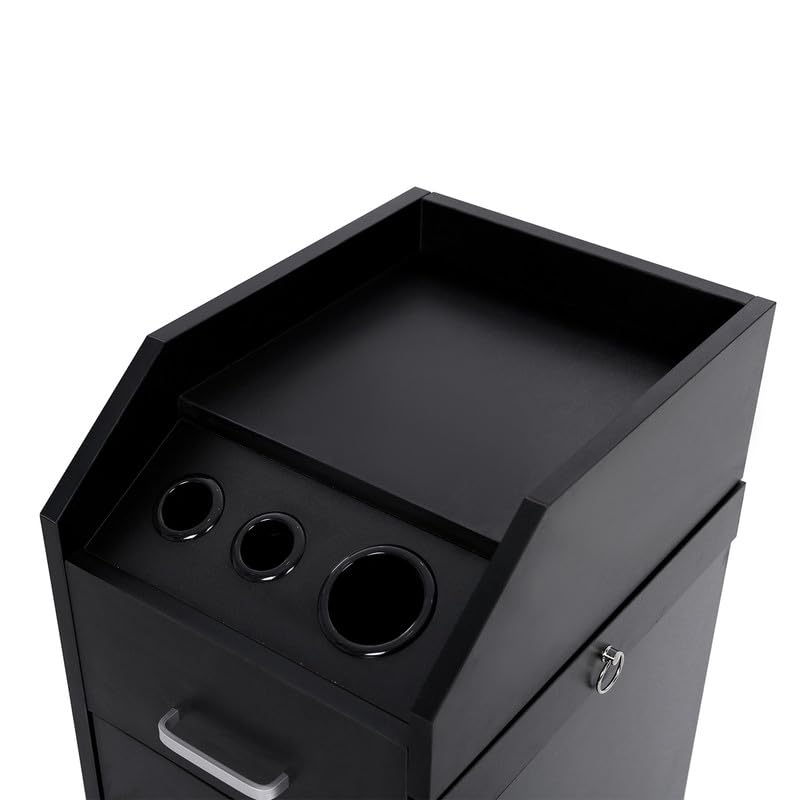 Salon-Trolley-Cart-with-Wheels-and-DrawersMobile-Salon-Stations-for-Hair-Stylist-Salon-Rolling-Cart-Organizer-for-Barber-Hairdresser-Lockable-Beauty-Spa-Equipment-for-BarbershopBlack