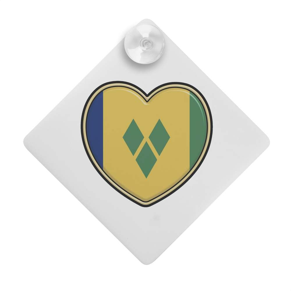 'Saint Vincent and the Grenadines Flag Heart' Suction Cup Car Window Sign (CG00019107)