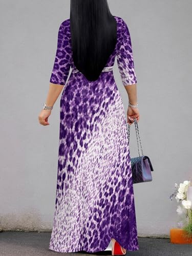 Image of PinkPatty Plus Size Dresses for Curvy Women V Neck Flowy Long Sleeves Wrap Maxi Dress Travel Vacation Outfits