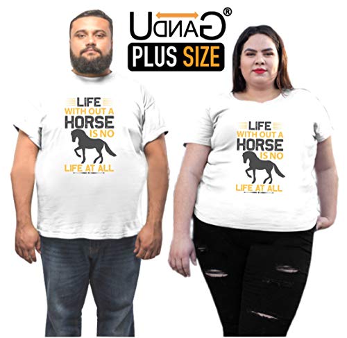 Image of UDNAG Unisex Round Neck Graphic 'Horse | Life Without a Horse is no Life at All' Polyester T-Shirt White [Size 2YrsOld /22in to 7XL /56in]