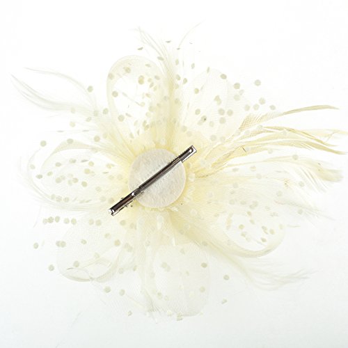 Image of DRESHOW Fascinators Hat Flower Mesh Ribbons Feathers on a Headband and a Clip Tea Party Headwear for Girls and Women