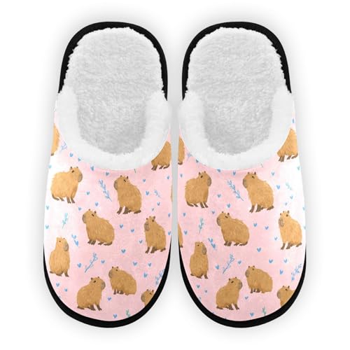 Heart Blue Capibara Slippers For Women Men Soft Memory Foam Non-Slip Animal Winter Indoor House Shoes Travel Slipper