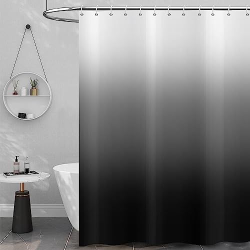 Rideau de douche noir 180x200 cm imperméable en tissu polyester pour baignoire