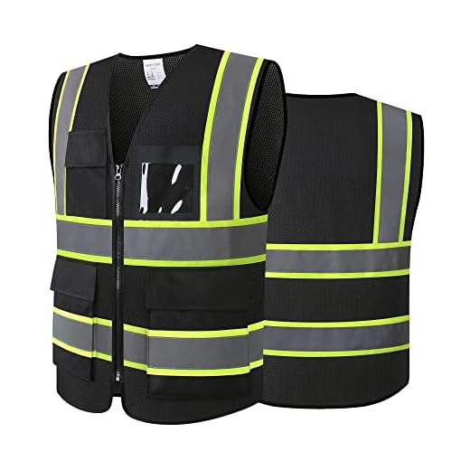 ASIPHITU Safety Vest for Men Women Reflective Construction Vest H-Black L