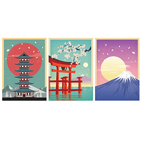 SCENE: YOURSELF Japanese Wall Art Japanese Wall Decor Asian Wall Art Japanese Art Oriental Decor Sakura Decor 11.7 x 16.5 Unframed Paper Matte Lamination Set of 3 Japanese Posters Prints, Japan