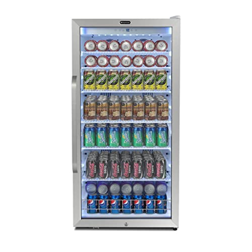 Whynter CBM-815WS Freestanding 8.1 cu. ft. Stainless Steel Merchandiser Superlit Door and Lock – White Commercial Beverage Refrigerator, Silver