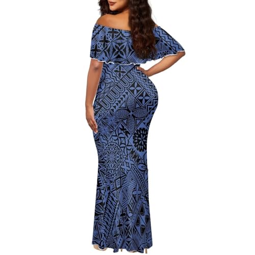Image of Polynesian for Women S-7XL Off Shoulder Maxi Dress Hawaiian Summer Dresses
