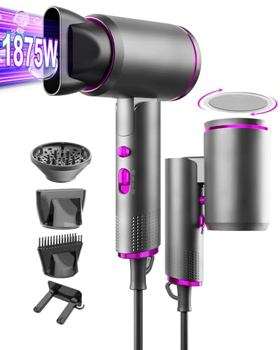 Secador de pelo iónico, Arhhn 2400W Secador de pelo profesional para mujer, Secador de pelo de viaje de secado rápido de iones negativos de alta velocidad, Secador de pelo con difusor y concentrador