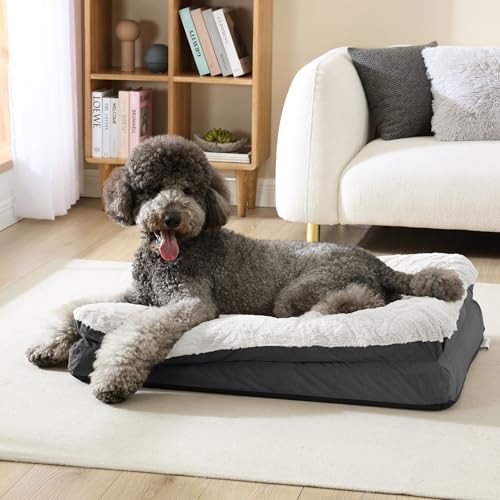 Arlee Pillow Topper Rectangle Pet Bed - Orthopedic Memory Foam Dog Bed, Excellent Support for Large Dogs with Extra Large Sleep Surface, Easy to Wash, Designed for Ultimate Comfort - Charcoal(L)