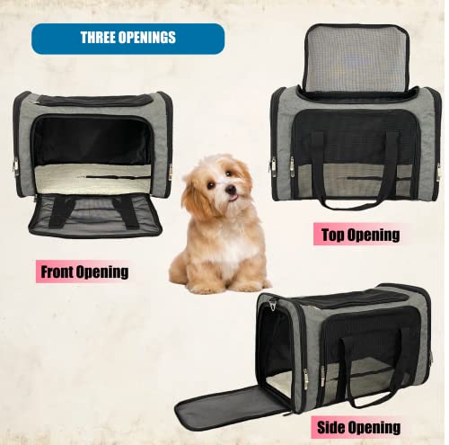 Lioneon Pet Dog Cat Puppy Carrier For Small Medium 15Lbs, Large 25Lbs, Soft-Sided Collapsible Foldable Travel Carrier With Removable And Washable Cozy Mat - Black Grey Blue Pink (Large, Grey) #TOP3