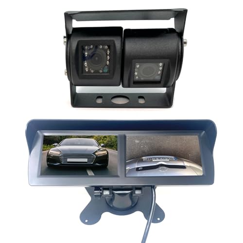 Dolphin Automotive Telecamera Di Retromarcia Universale Per Furgoni - Doppia Telecamera Birdseye Montata Su Tetto, Con Cavi RCA Da 10m, Per Veicoli Commerciali
