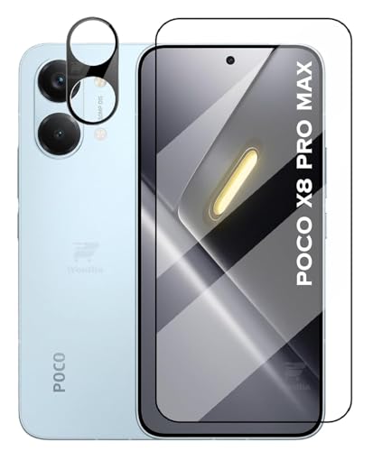 Image of [1+1 Tempered Glass for Poco X8 Pro Max 5G with Camera Lens Protector Edges to Edge Screen Guard Protector Ultrasonic FingerPrint Unlock 9H Hardness - (Pack of 2)