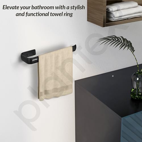 Image of Plantex Aluminium Towel Ring for Bathroom /9 Inch Towel Holder /Towel Hanger for Wash-Basin /Bathroom Accessories - Pack of 1 (1512, Black)