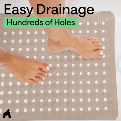 Image of GORILLA GRIP Square Shower Stall Mat, Bathtub Floor Mat, 21x21 Beige