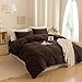 ECOCOTT Duvet Cover King Size -100% Washed Cotton Linen Like Textured Breathable Durable Soft Comfy Bedding Set with Zipper Closure & Corner Ties (Cocoa Brown, 104