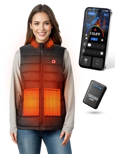 NDEOSO Women's Heated Vest with 12000mAh Battery and APP-Controlled Heat Settings
