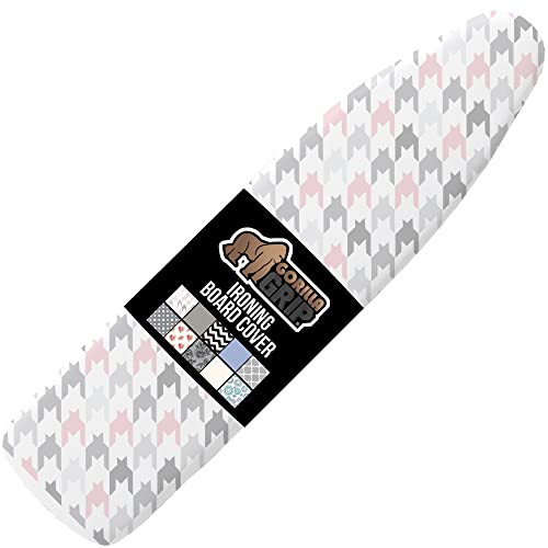 Image of Gorilla Grip Reflective Silicone Ironing Board Cover, 15x54, Fits Large and Standard Boards, Pads Resist Scorching and Staining, Elastic Edge Covers, Thick Padding, No Fasteners Needed, Houndstooth