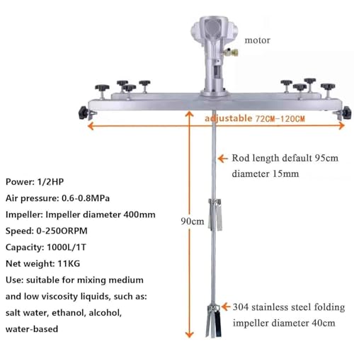 Agitateur pneumatique IBC avec support et hélice repliable 2500tr/min - 4