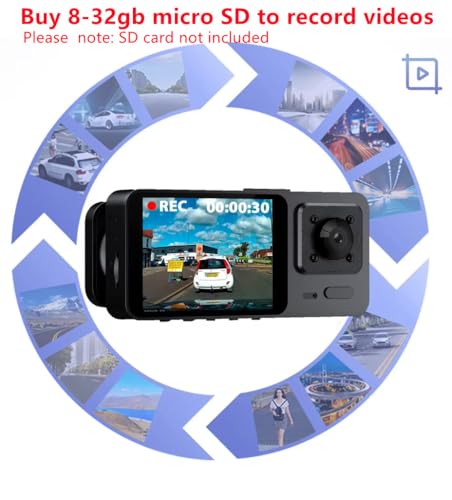 1080P Dash Cam for Car Security Camera Front and Inside Dual Dashcam Dashboard DVR Car Video Recording with Audio Night Vision G-Sensor WDR