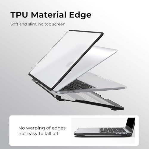 Image of BlueSwan Case Compatible for Macbook Pro 13 inch M2 M1 A2338 A2251 A2289 A2159 A1989 A1706 A1708, Released in 2024 2023 2022-2017,Anti-rupture TPU Frame + PC Matte Anti-fingerprint Cover-Frosted Clear
