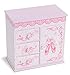 Jewelkeeper - Ballerina Jewelry Box for Girls with 3 Pullout Drawers - Ballerina Music Box with Swan Lake Tune - Ballet Slipper Design - Jewelry Storage Organizer for Necklaces and Bracelets