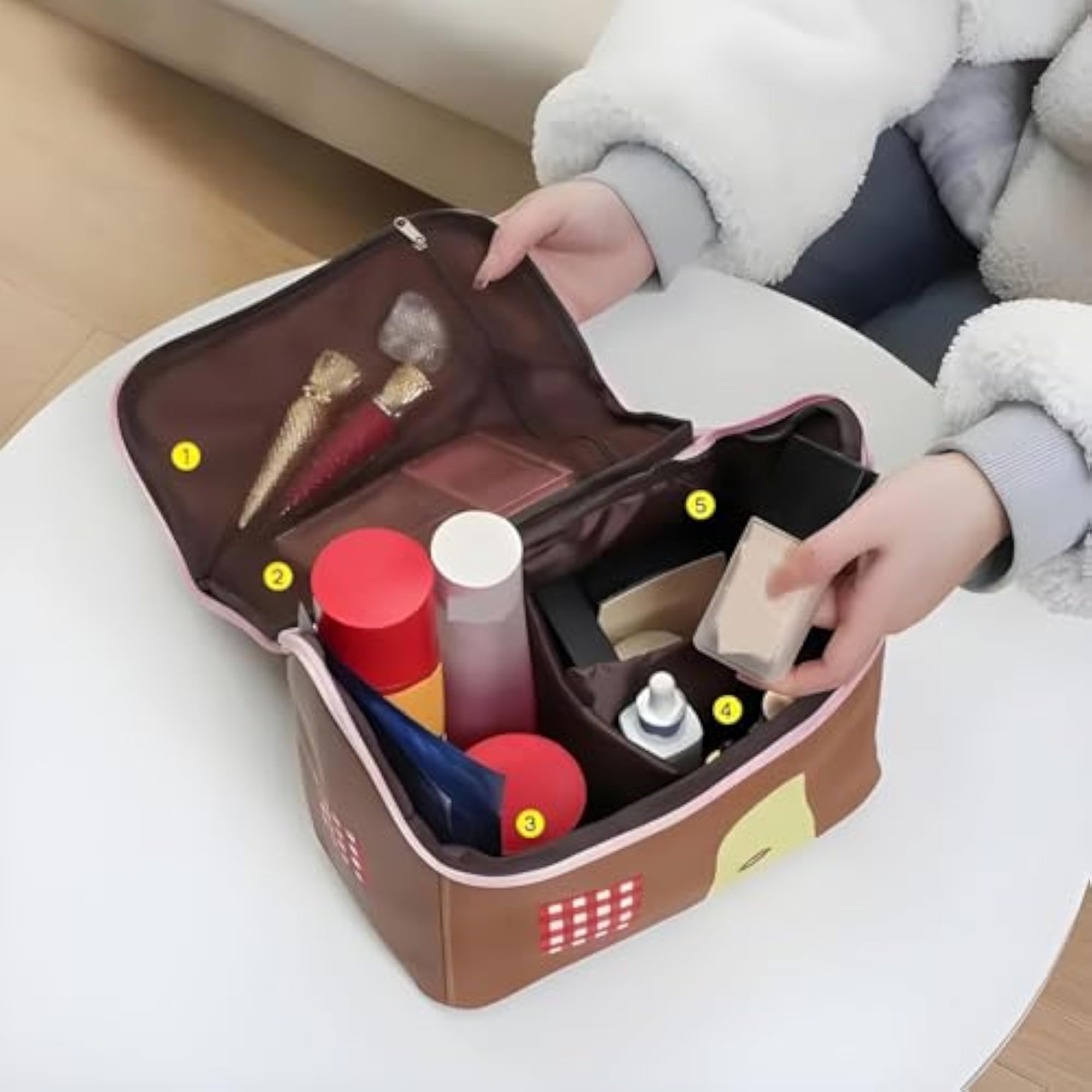 Makeup Travel Pouch Essentials, House Shaped Cosmetic Bag
