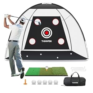 Golf Net, Golf Practice Net and Mat, 10x7FT Hitting Aids for Backyard Driving Chipping Swing Training with Noise Reduce Target Tri-Turf Mats Tees Real Balls for Indoor Outdoor, Gifts for Men Dad