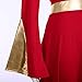 Women Metallic Color Block Liturgical Praise Dance Dress Bell Long Sleeve Lyrical Dancewear Gowns Worship Red + Gold XL