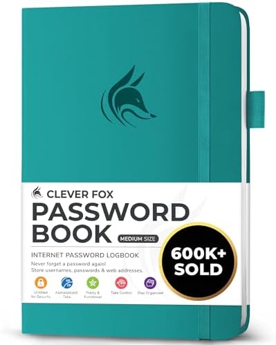 Clever Fox Password Book with Alphabetical Tabs – Hardcover Addre...