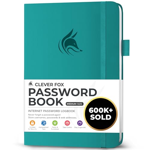 Clever Fox Password Book with Alphabetical Tabs – Hardcover Addre...
