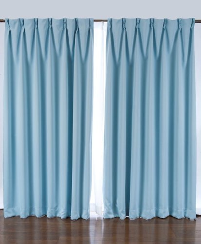 Amazon｜1級遮光カーテン 2枚入り ブルー 巾130cm×丈200cm｜カーテン