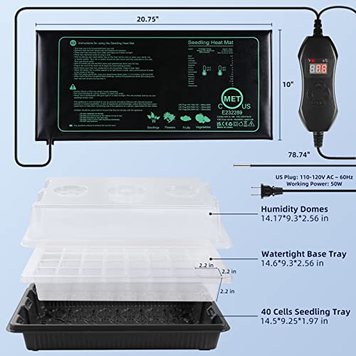 Adawook Thermostat Controller Seedling Heat Mat, 10"x 20.75" Heat Mats for Seed Starting,68-113°F Adjustable,50W Waterproof Seed Heating Mat, MET Certified, Heat Mat for Plants(Not Trays) - Image 5