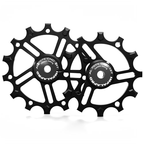 IMPALAPRO - Roldanas de Cerámica 12T/14T Aluminio CNC 7075 para 9-12V con Rodamiento Cerámico Sellado de Nitruro de Silicio - Roldanas de Cambio Compatibles con Tornillo de 4/5/6 mm (Negro)