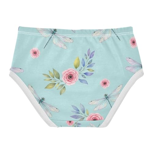 Toddler Panties, Dragonflies Flowers Cotton Underwear Girls, 2T–8 Years2