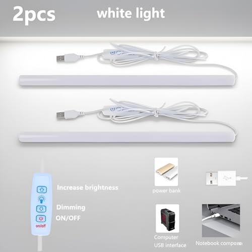 Image of GITGRNTH 2 PCS USB Powered Strip Counter LED Light, 10 Level Brightness Adjustable Color with Remote & 3 Color Mode (3000K /4000K /6000k), 7W Ideal for Kitchen, Closet, or Workspace