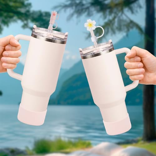 Stanley Cup Accessories Set - 6 Pcs Silicone Spill-Proof Stoppers, 2 Straw Cover Caps, 1 Silicone Boot for 40oz & 30oz Cups (Quartz Rose)