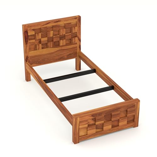 Image of Solid Sheesham Wooden Bed 6X4 Bed Single Bed Without Storage for Bedroom - Single Cot Wooden BedSingle Size for Living Room Guest Room - 12 Month Warranty (Jack Honey)