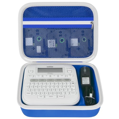 Case Compatible with Brother P-Touch PTD220 210 Home/Office Everyday Label Maker, Storage Holder Carrying Organizer for Label Tapes, AC Adapter, Charging Cables (Box Only) -Blue