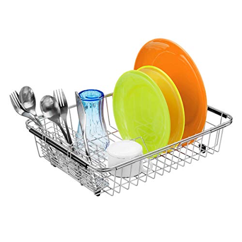 Arcci Expandable Dish Drying Rack Over The Sink, Large Capacity Sink Dish Rack Drainer Plate Organizer Shelf With Removable Utensil Holder, Dish Drainer Rack For Kitchen Counter, Inside Sink #TOP3