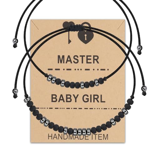 TGBJE Couple Morse Code Bracelet Master And Baby Girls Gift BDSM Bracelet DDLG Gifts Daddydom Gift Master And Slave Gift