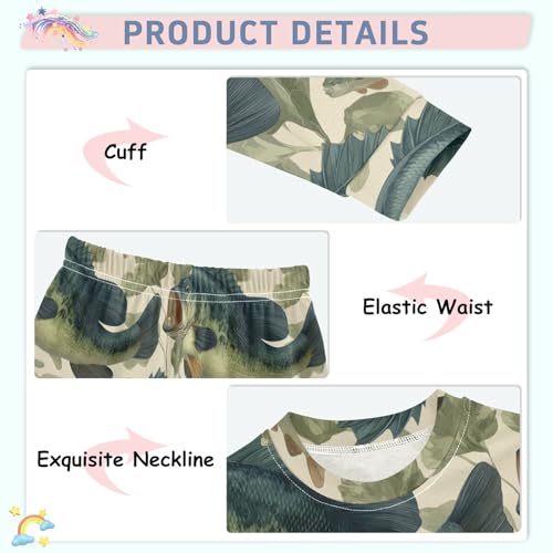 Pajama Sets Long Sleeve Fish Swimming Among Leaves Soft Comfy Sleepwear 2 Piece PJS 3-8T4